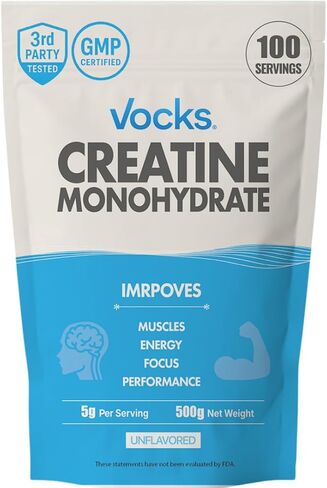 مسحوق فوكس كرياتين مونوهيدرات - مكمل كرياتين، كرياتين ميكروني، مسحوق كرياتين - بدون نكهة وخالي من الغلوتين، 5 جرام لكل وجبة، 500 جرام (1.1 رطل) in Kuwait