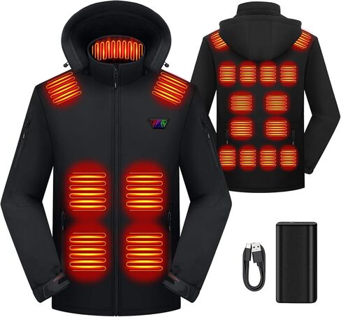 Heated Jacket for Men, Men's Heated Coat with 20000mah 7.4V Battery Pack, 21 Heating Zones Electric Heating Coat in Saudi Arabia