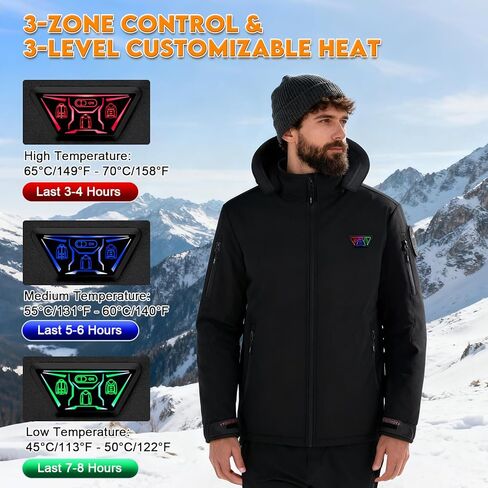 Heated Jacket for Men, Men's Heated Coat with 20000mah 7.4V Battery Pack, 21 Heating Zones Electric Heating Coat in Saudi Arabia