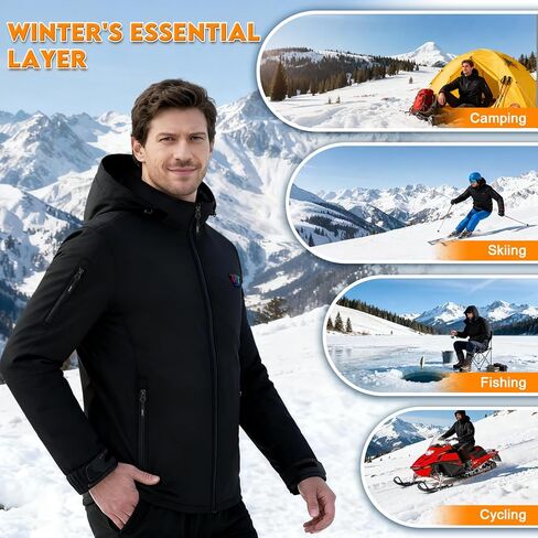 Heated Jacket for Men, Men's Heated Coat with 20000mah 7.4V Battery Pack, 21 Heating Zones Electric Heating Coat in Saudi Arabia