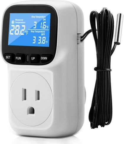 Diymore Digital Thermostat Temperature Controller Outlet,Plug in Thermostat for Heater 1800W, Heating/Cooling Mode, Timer, 15A /120V,104℉~210℉ for Reptile Thermostat in Saudi Arabia