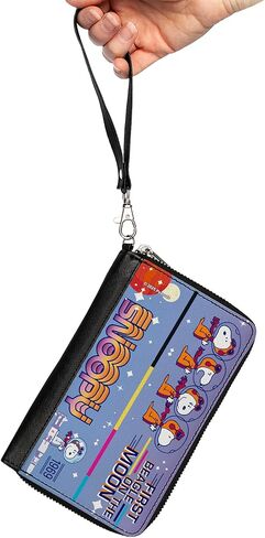 Buckle-Down Peanuts Wallet, Zip Around, Snoopy First Beagle on the Moon Poses Blue Multi Color, Vegan Leather in Saudi Arabia