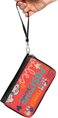 Buckle-Down Peanuts Wallet, Zip Around, Peanuts Gang Semi Positive Vibes Poses Red Blues White, Vegan Leather in Saudi Arabia