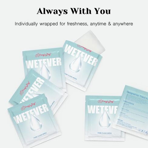 مناديل مبللة أنثوية للكلاب من تريسي، مناديل مبللة طبيعية للمنطقة الحميمة ذات درجة حموضة متوازنة للنساء والأزواج - عبوات سفر مغلفة بشكل فردي، 20 قطعة in Kuwait