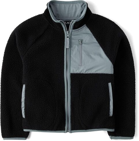 The Children's Place boys Long Sleeve Sherpa Fleece Full Zip Jacket in Saudi Arabia