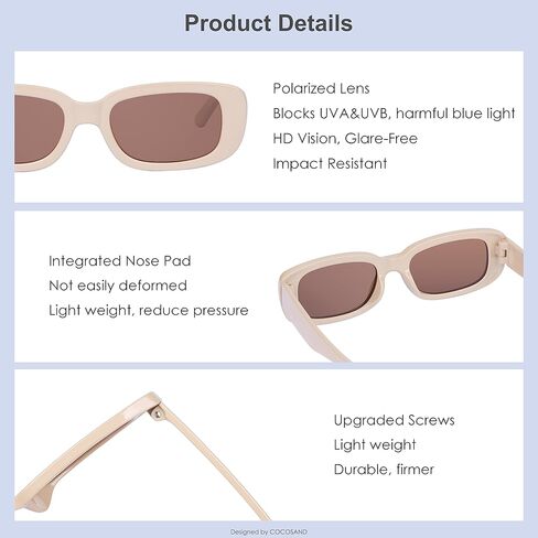 COCOSAND Kids Polarized Sunglasses Flexible Retro Rectangle Party Hipster Glasses for Teen Youth Boys Girls Age 8-12 in Saudi Arabia