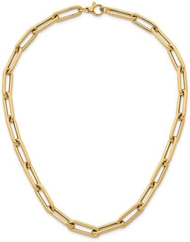 Diamond2Deal 14K Yellow Gold Polished 8.4 mm Hollow Paperclip Link Chain Necklace 18" to 34" in Saudi Arabia