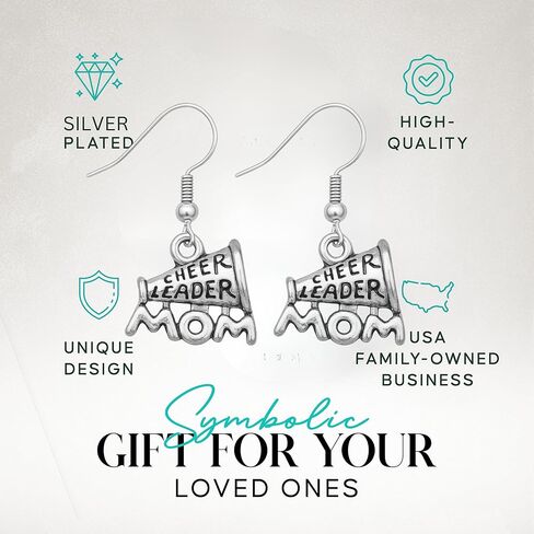Infinity Collection - Cheer Mom Earrings - Premium Quality Dangle Earrings - Non-Tarnish Charm Jewelry Gift for Cheerleading Moms in Saudi Arabia