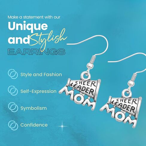 Infinity Collection - Cheer Mom Earrings - Premium Quality Dangle Earrings - Non-Tarnish Charm Jewelry Gift for Cheerleading Moms in Saudi Arabia
