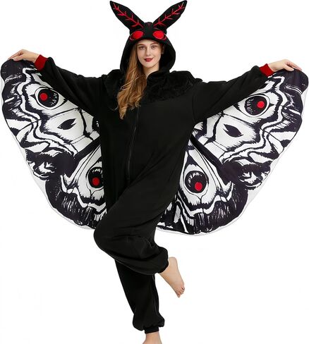 Mothman Onesie Pajamas Costume Adult Halloween Christmas Cosplay Unisex Party Costume in Saudi Arabia