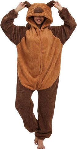 LATH.PIN Animal Plush Fleece Zipper Onesie Adult Costume Unisex Pajama Loungewear Zip Up Sleepwear in Saudi Arabia