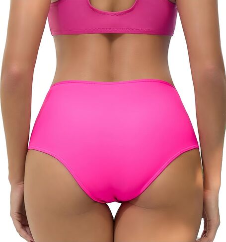 COCOPEAR Sexy High Waisted Bikini Bottoms for Women Ruched Mesh Swim Bottoms for Women Classic Full Coverage Bikini Bottoms in Saudi Arabia