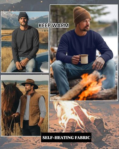 4 Pack Men's Big and Tall Thermal Shirts Fleece Lined Long Sleeve Underwear Top Crew Neck Undershirts Base Layer in Saudi Arabia