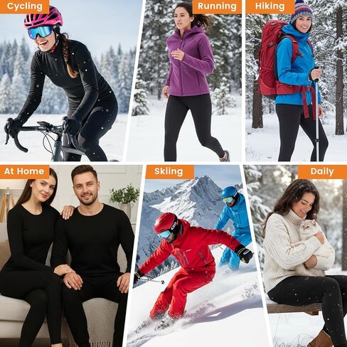 طقم ملابس داخلية حرارية من YOGINGO للنساء بطبقة أساسية طويلة من الصوف مبطنة من الأعلى والأسفل للشتاء الدافئ in Kuwait