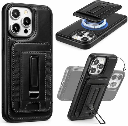 Mizi (2 Pack Adhesive Phone Stretchy Wallet, Card Holder for Back of Phone Stick on Cases, Unique Double Pocket Design + Finger Strap for iPhone/Android/Samsung Galaxy - Black in Saudi Arabia