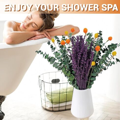 120 قطعة من الأوكالبتوس المجفف الحقيقي للاستحمام وباقة اللافندر المحفوظة، قطيفة طبيعية مقاس 17 بوصة، زهور مجففة لديكور المنزل العلاجي بالروائح in Kuwait