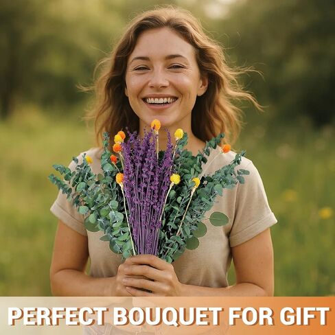 120 قطعة من الأوكالبتوس المجفف الحقيقي للاستحمام وباقة اللافندر المحفوظة، قطيفة طبيعية مقاس 17 بوصة، زهور مجففة لديكور المنزل العلاجي بالروائح in Kuwait