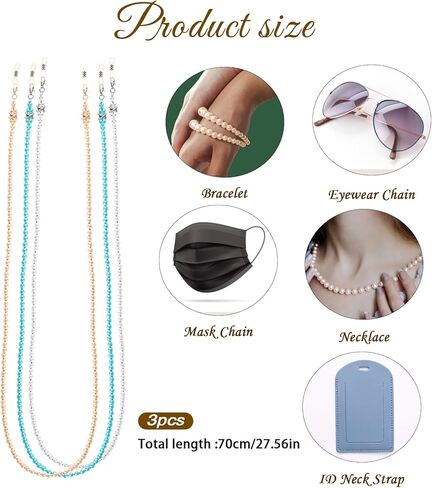 3 Pcs Pearl Eyeglass Chains for Women Pearl Lanyard Fashion Sunglasses Neck Cord Glasses Accessories Elegant Eyewear Retainer Chain in Saudi Arabia