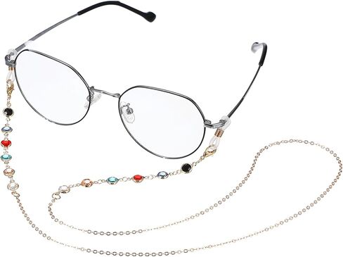 PATIKIL Glasses Chain Lanyard for Sunglasses, Gold Clasp With Rainbow Stones Glasses Chain Strap Adjustable Eyeglasses Holder Strap Around Neck for Women Sunglasses in Saudi Arabia