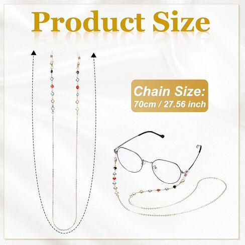 PATIKIL Glasses Chain Lanyard for Sunglasses, Gold Clasp With Rainbow Stones Glasses Chain Strap Adjustable Eyeglasses Holder Strap Around Neck for Women Sunglasses in Saudi Arabia