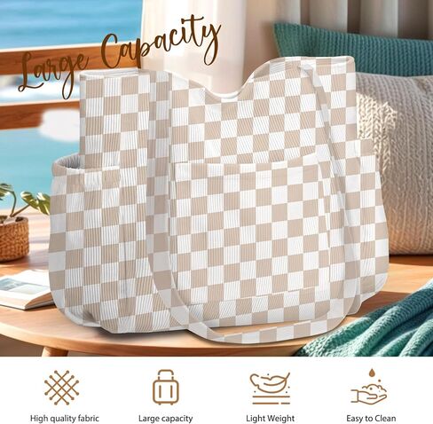Corduroy Tote Bag for Women,Large Capacity Cute Tote Bags With 6 Pockets,Crossbody Shoulder Handbag for Work Travel Gym in Saudi Arabia