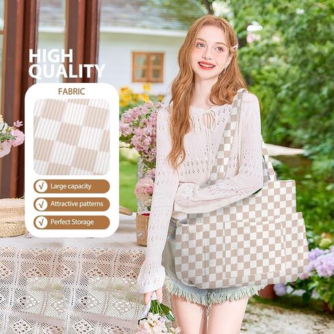 Corduroy Tote Bag for Women,Large Capacity Cute Tote Bags With 6 Pockets,Crossbody Shoulder Handbag for Work Travel Gym in Saudi Arabia