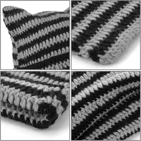 Jspupifip Y2k Beanie Cute Cat Crochet Hats with Kawaii Arm Warmers Grunge Accessories Layer Bracelets for Japanese Harajuke Cosplay Lolita Rave Festival, Anime Cosplay in Saudi Arabia