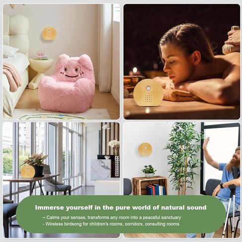 صندوق صوت زقزقة الطيور للحمامات: جهاز استشعار حركة صندوق الطيور المغردة للديكورات الداخلية - آلة صوت الطيور المغردة الطبيعية المريحة للنوم - أصفر in Kuwait