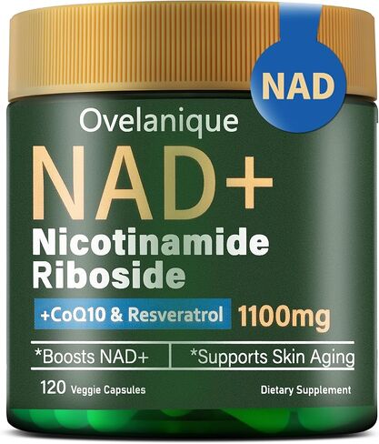مكمل NAD مع نيكوتيناميد ريبوسيد وريسفيراترول | بديل مكمل NMNH| 1100 ملغ من مركب NAD+ مع فيتوسوم كيرسيتين وCoQ10 | توصيل الجسيمات الشحمية للطاقة والشيخوخة الصحية، 120 كبسولة in Kuwait
