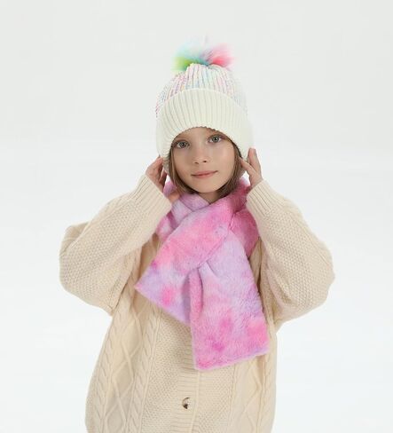 Kids Winter Rainbow Scarf Toddler Tie Dye Plush Shawl Warm Scarves Neck Warmer for Girls Boys in Saudi Arabia