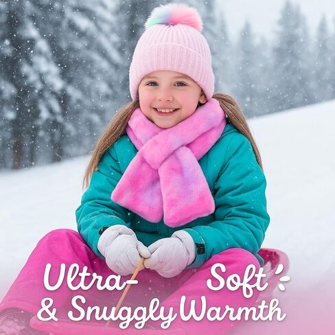 Kids Winter Rainbow Scarf Toddler Tie Dye Plush Shawl Warm Scarves Neck Warmer for Girls Boys in Saudi Arabia