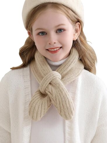 Haloumoning Kids Girls Knit Scarf Toddler Warm Winter Cross Tie Wrap Neck Warmer Cute Scarves 1-14 Years in Saudi Arabia