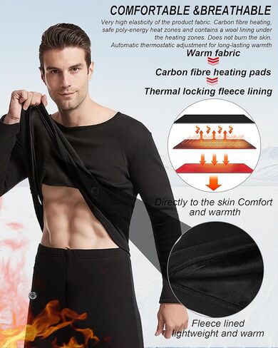 Mens Electric Heated Thermal Underwear Set Men's Winter Outdoor Sports Underwear, No Battery in Saudi Arabia