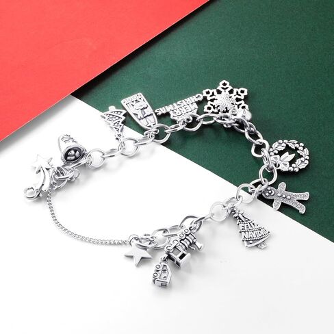 S925 JA Christmas Charm Bracelet, made of pure silver, with holiday enamel charm in Saudi Arabia