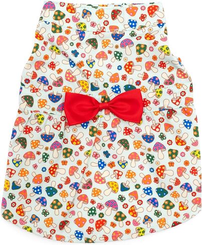 فستان منقوش من قماش الفلانيل للحيوانات الأليفة قابل للتعديل من The Worthy Dog، فستان أنيق متصل بفيونكة، ملابس صيفية للكلاب، يناسب الكلاب مقاس XL، أسمر ضارب للصفرة in Kuwait