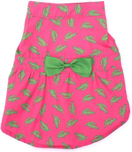 فستان منقوش من قماش الفلانيل للحيوانات الأليفة قابل للتعديل من The Worthy Dog، فستان أنيق متصل بفيونكة، ملابس صيفية للكلاب، يناسب الكلاب مقاس XL، أسمر ضارب للصفرة in Kuwait