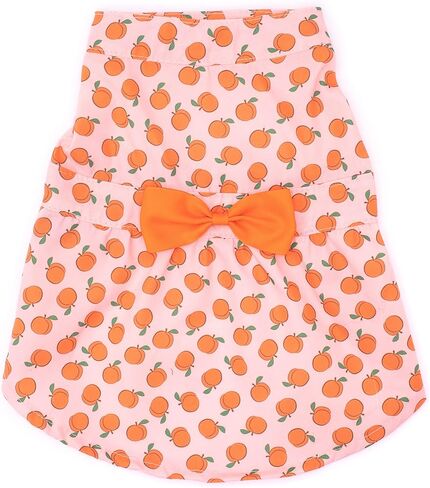 فستان منقوش من قماش الفلانيل للحيوانات الأليفة قابل للتعديل من The Worthy Dog، فستان أنيق متصل بفيونكة، ملابس صيفية للكلاب، يناسب الكلاب مقاس XL، أسمر ضارب للصفرة in Kuwait