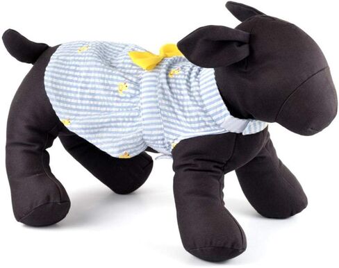 فستان منقوش من قماش الفلانيل للحيوانات الأليفة قابل للتعديل من The Worthy Dog، فستان أنيق متصل بفيونكة، ملابس صيفية للكلاب، يناسب الكلاب مقاس XL، أسمر ضارب للصفرة in Kuwait