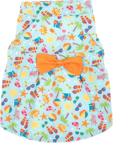 فستان منقوش من قماش الفلانيل للحيوانات الأليفة قابل للتعديل من The Worthy Dog، فستان أنيق متصل بفيونكة، ملابس صيفية للكلاب، يناسب الكلاب مقاس XL، أسمر ضارب للصفرة in Kuwait