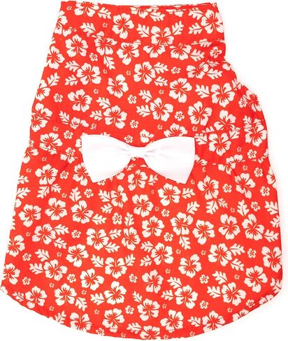 فستان منقوش من قماش الفلانيل للحيوانات الأليفة قابل للتعديل من The Worthy Dog، فستان أنيق متصل بفيونكة، ملابس صيفية للكلاب، يناسب الكلاب مقاس XL، أسمر ضارب للصفرة in Kuwait