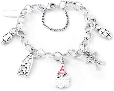 سوار حلية عيد الميلاد S925 JA، مصنوع من الفضة النقية، مع حلية المينا الخاصة بالعطلات in Kuwait