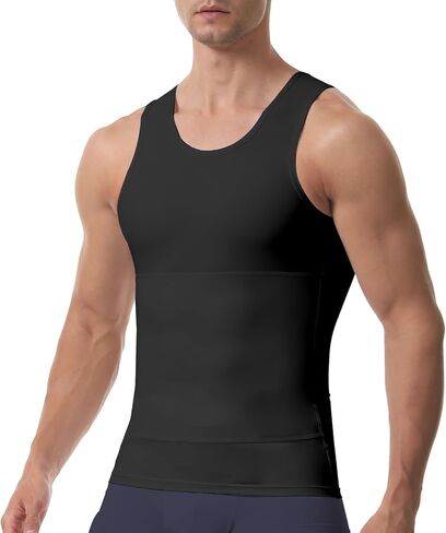 Mens Compression Shirt Slimming Body Shaper Vest Gynecomastia Compression Shirt in Saudi Arabia