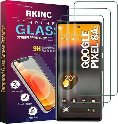 RKINC Screen Protector [3-Pack] for Google Pixel 8, Tempered Glass Film Screen Protector, 0.33mm [LifetimeWarranty][Bubble-Free][Anti-Scratch][Anti-Shatter] in Kuwait