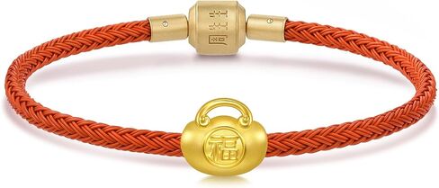 CHOW SANG SANG 999 Gold Charme 'Fu' Safety Lock Charm Bracelet for Women & Men 17cm 96292C in Saudi Arabia