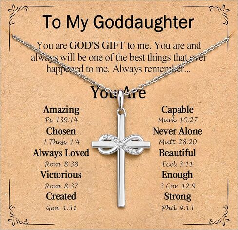 Christian Gifts for Her, Infinity CZ Cross Necklaces for Women Girls, Confirmation Baptism Birthday Christmas Religious Gift Ideas for Daughter Granddaughter Niece Goddaughter Friend Sister in Saudi Arabia