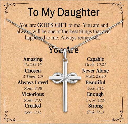 Christian Gifts for Her, Infinity CZ Cross Necklaces for Women Girls, Confirmation Baptism Birthday Christmas Religious Gift Ideas for Daughter Granddaughter Niece Goddaughter Friend Sister in Saudi Arabia