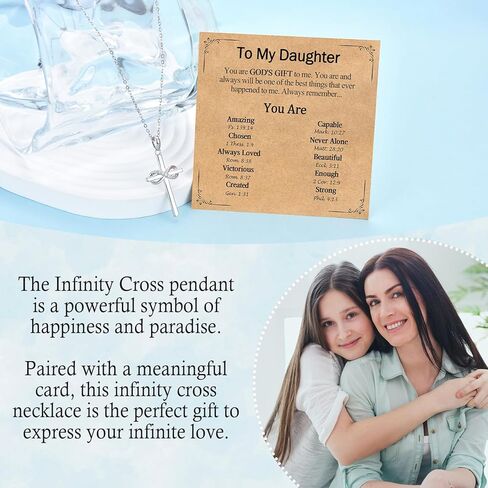 Christian Gifts for Her, Infinity CZ Cross Necklaces for Women Girls, Confirmation Baptism Birthday Christmas Religious Gift Ideas for Daughter Granddaughter Niece Goddaughter Friend Sister in Saudi Arabia