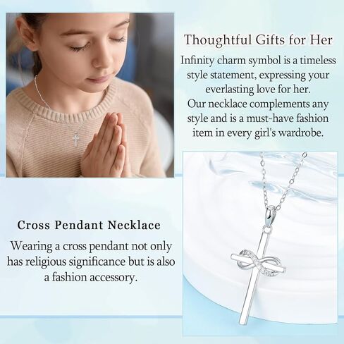 Christian Gifts for Her, Infinity CZ Cross Necklaces for Women Girls, Confirmation Baptism Birthday Christmas Religious Gift Ideas for Daughter Granddaughter Niece Goddaughter Friend Sister in Saudi Arabia
