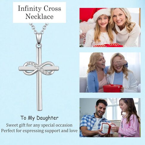 Christian Gifts for Her, Infinity CZ Cross Necklaces for Women Girls, Confirmation Baptism Birthday Christmas Religious Gift Ideas for Daughter Granddaughter Niece Goddaughter Friend Sister in Saudi Arabia