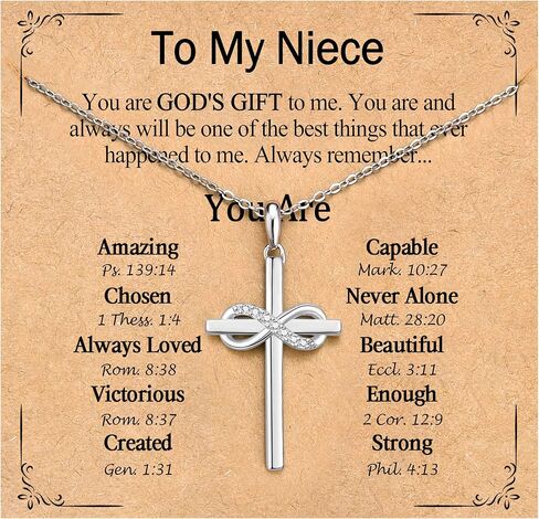 Christian Gifts for Her, Infinity CZ Cross Necklaces for Women Girls, Confirmation Baptism Birthday Christmas Religious Gift Ideas for Daughter Granddaughter Niece Goddaughter Friend Sister in Saudi Arabia